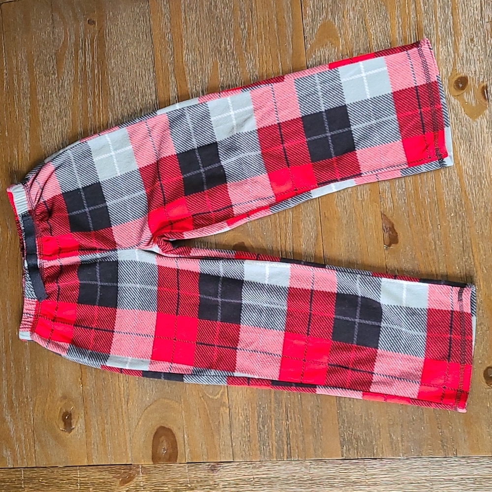 Kids Red & Black Plaid Flannel Pajama Pants